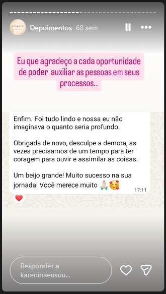 Depoimento real de atendimento 13